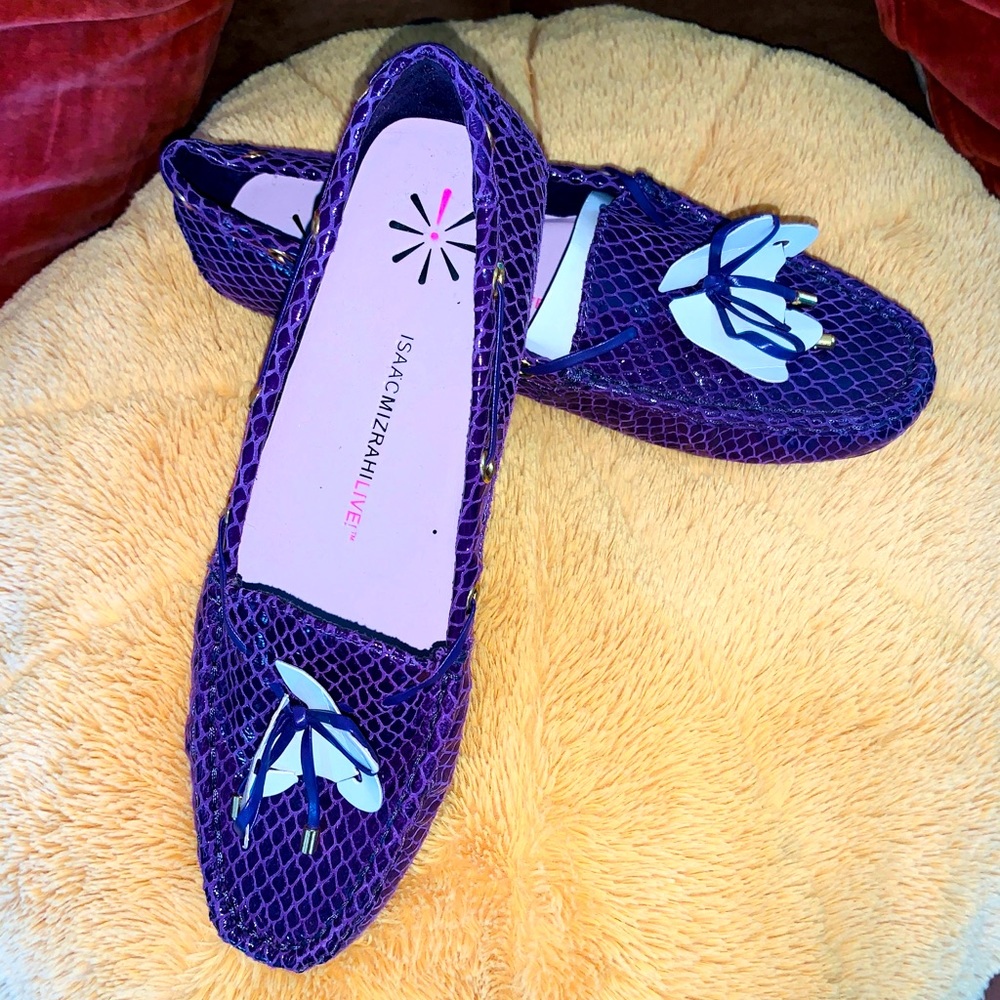 Purple snake skin loafers….